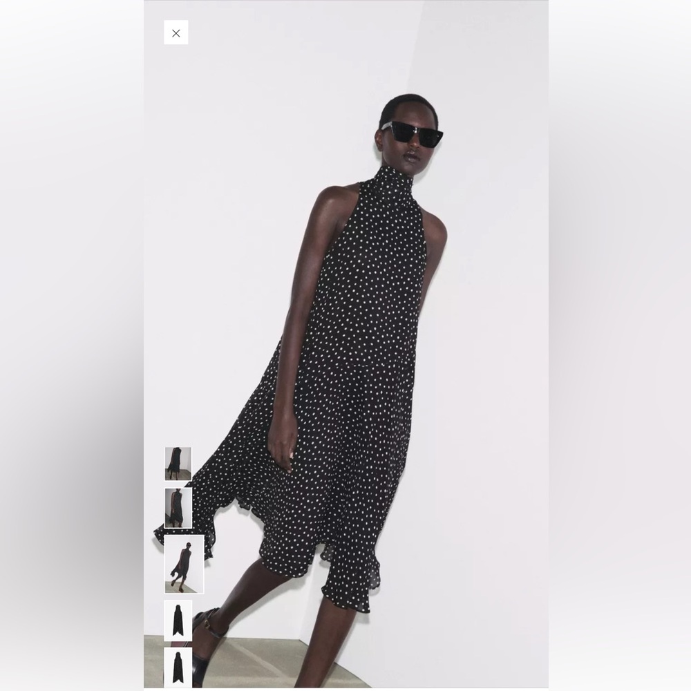 Zara collection 2025 NWT halter polka dot midi